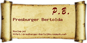 Presburger Bertolda névjegykártya